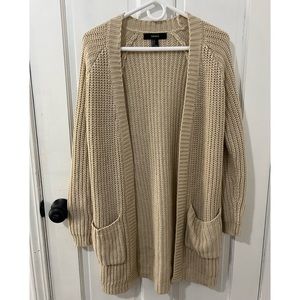 Long beige knit cardigan